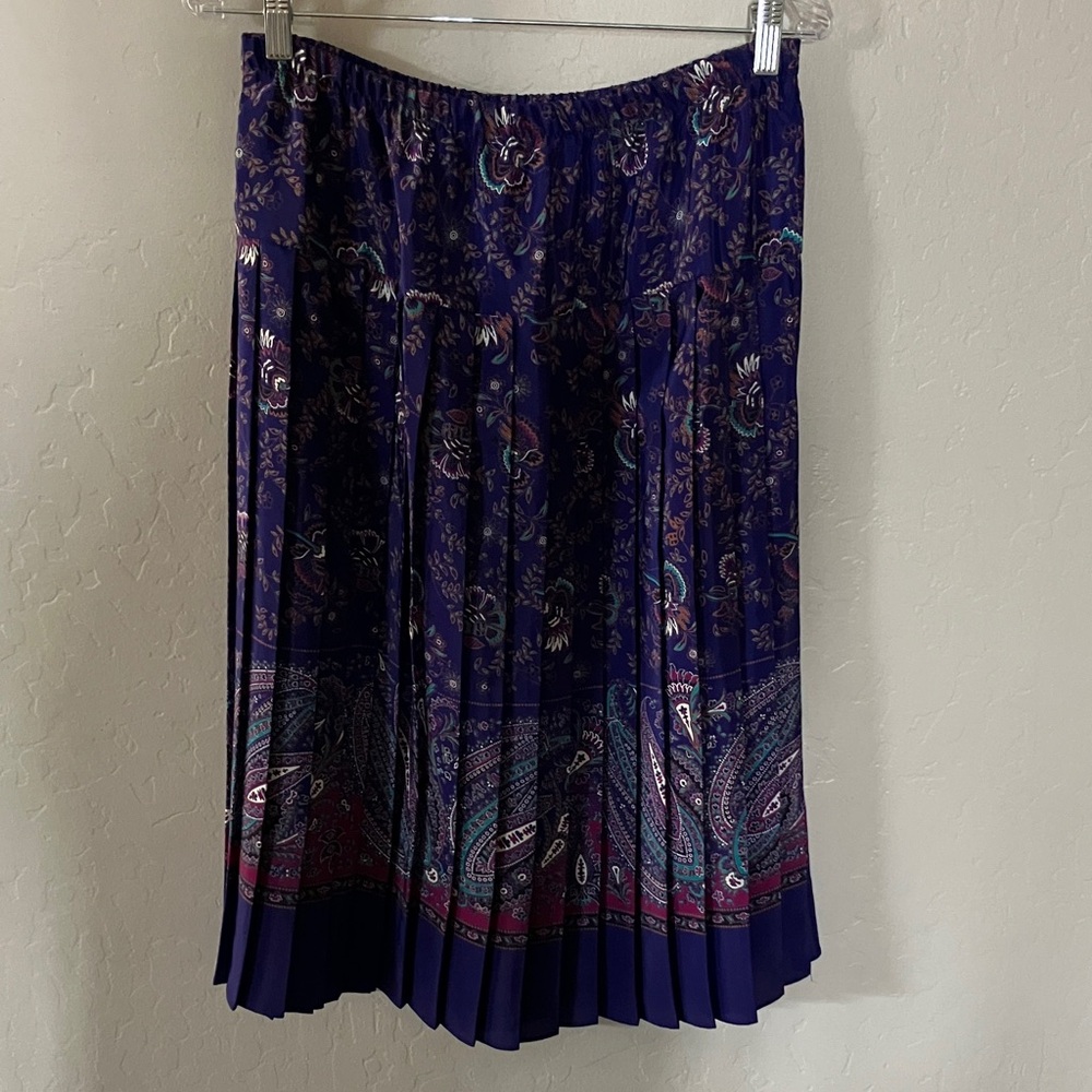Floral Pleated Skirt - Blue and Purple